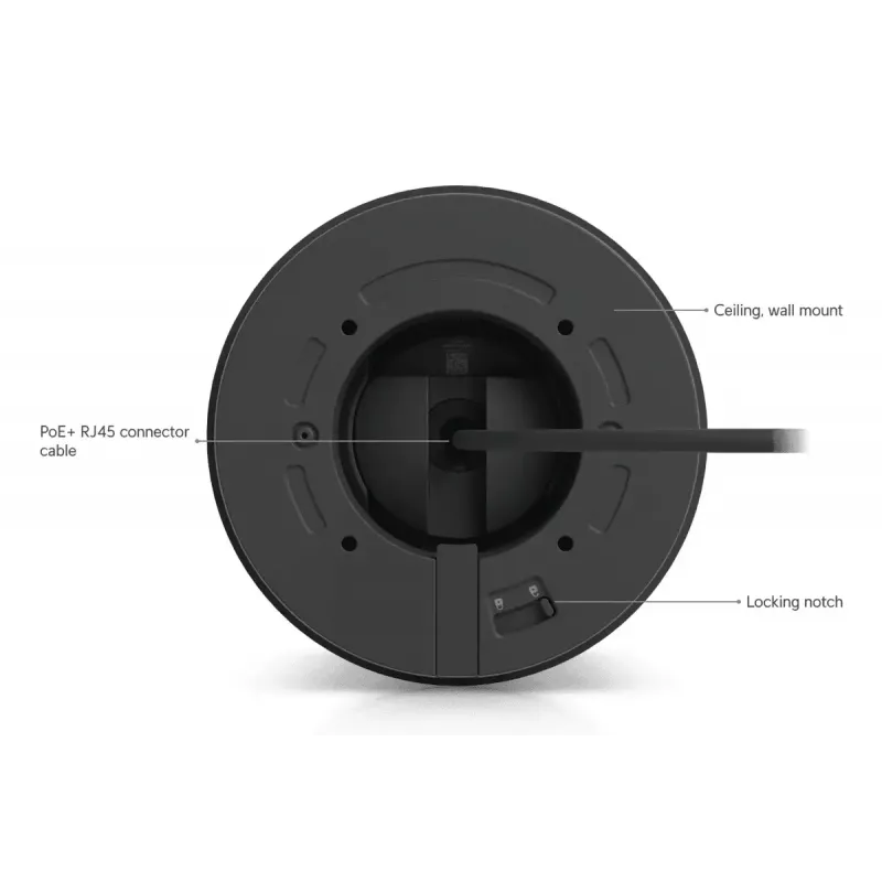 IP apsaugos kameros kupolas UBIQUITI UVC-G6-Pro-Turret-B — 3840×2160, 1/1,2 colio CMOS, 2,36× optinis priartinimas, PoE+, lubos/siena, vidui/lauke
