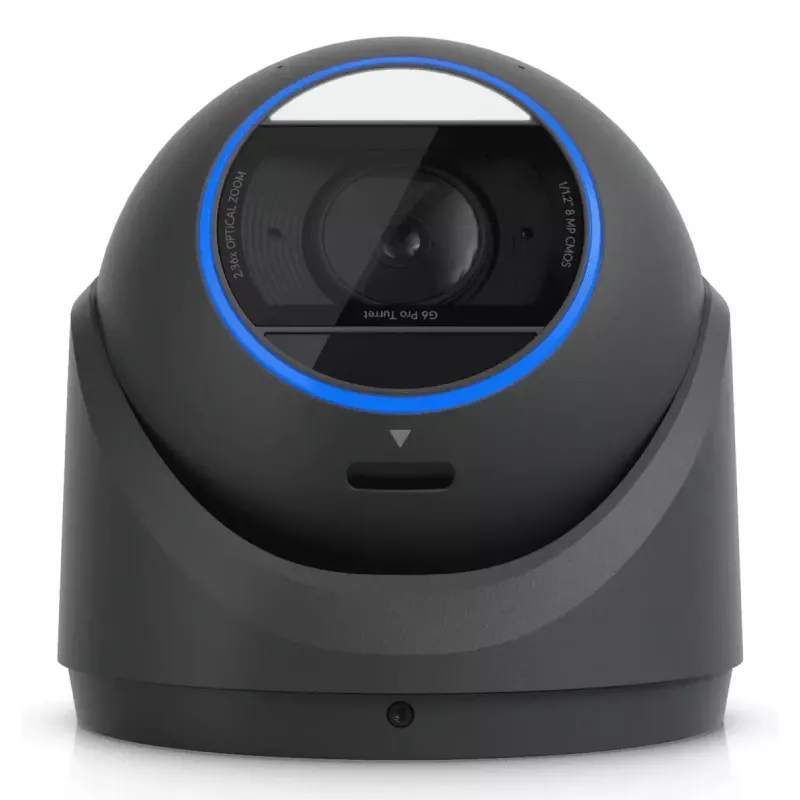 IP apsaugos kameros kupolas UBIQUITI UVC-G6-Pro-Turret-B — 3840×2160, 1/1,2 colio CMOS, 2,36× optinis priartinimas, PoE+, lubos/siena, vidui/lauke