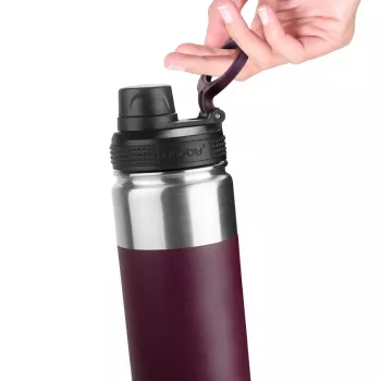 Termosas ASOBU Alpine Flask Hiking 530 ml nerūdijantis plienas Burgundy, 235 mm aukštis, 7.6 cm skersmuo