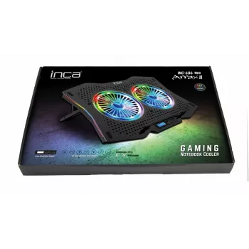 Nešiojamojo kompiuterio aušinimo padėklas INCA INC-606TGS, iki 45,7 cm (18 colių) ekranams, 2 ventiliatoriai 11,5 cm, USB maitinimas, juodas