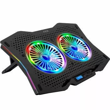 Nešiojamojo kompiuterio aušinimo padėklas INCA INC-606TGS, iki 45,7 cm (18 colių) ekranams, 2 ventiliatoriai 11,5 cm, USB maitinimas, juodas