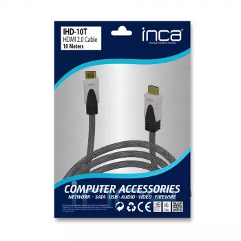 HDMI kabelis Inca IHD-10T 10m HDMI A tipo kištukas–kištukas pilkas