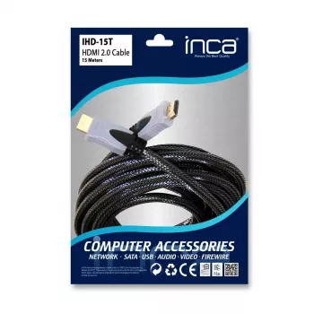 HDMI kabelis Inca IHD-15T 15 m, HDMI A tipo kištukas, pilka