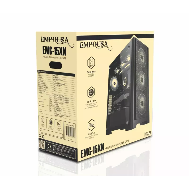 Korpusas Inca EMG-15XN Midi Tower Juodas