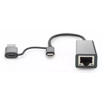 USB Hub INCA IUTP-01TX Type-A Type-C Gigabit Ethernet mėlynas