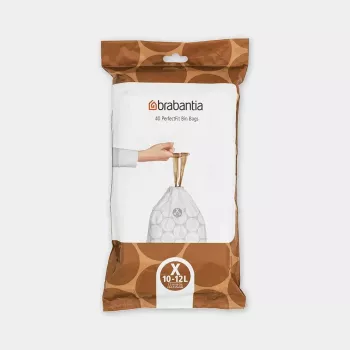 Šiukšlių maišai BRABANTIA 12 L Balti, pakuotė po 40 vnt. (modelis 138041) plastikiniai įdėklai 490×357 mm
