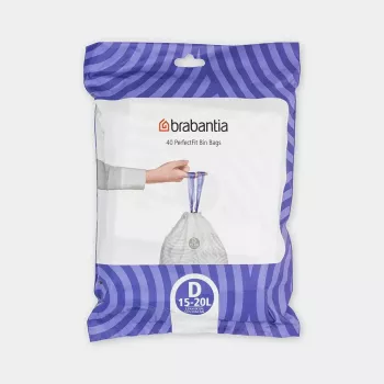 Šiukšlių maišai BRABANTIA 138164, 20 L, balti, plastikiniai, 40 vnt., 545×435 mm