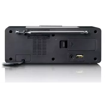Radijo žadintuvas Lenco CR540BK – FM radijas, 1,2 colio LED ekranas, reguliuojamas naktinis apšvietimas, USB įkrovimas, stereo garsiakalbiai