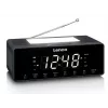 Radijo žadintuvas Lenco CR540BK – FM radijas, 1,2 colio LED ekranas, reguliuojamas naktinis apšvietimas, USB įkrovimas, stereo garsiakalbiai