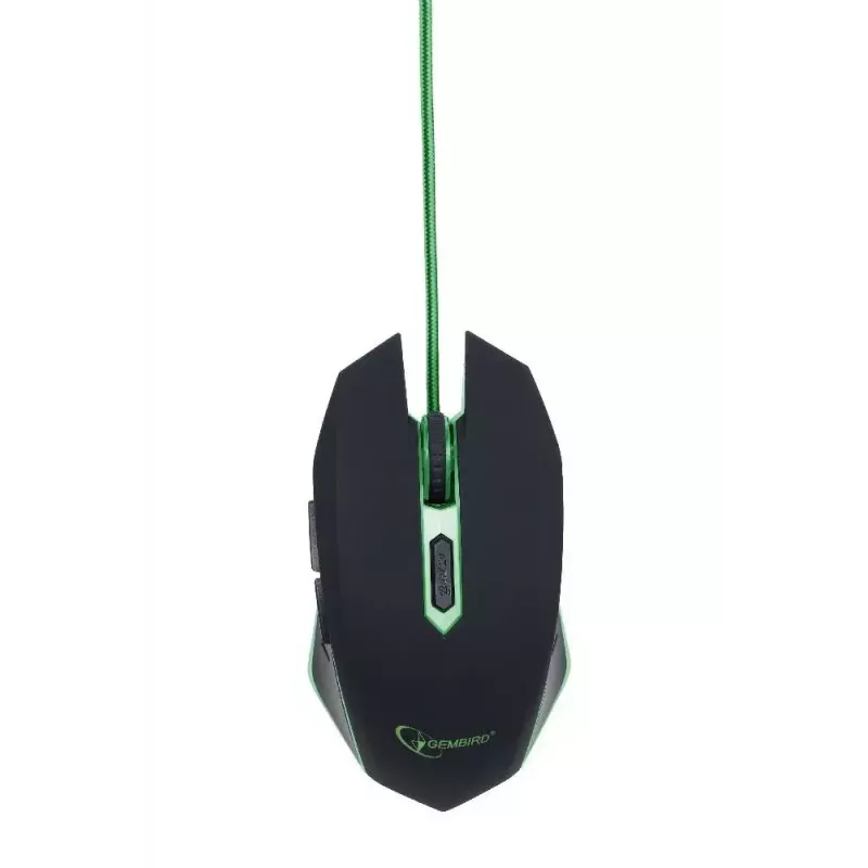 Gembird MUSG-001-G žalias USB žaidimų pelė, 6 mygtukai, iki 2400 DPI