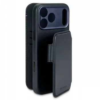 Elmarc Decoded Leather Detachable Wallet – odinis apsauginis dėklas iPhone 17 Pro su MagSafe suderinamumu (navy shadow)