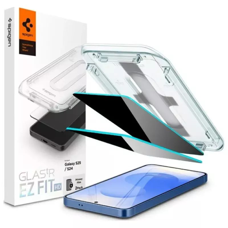 Privatumo stiklinė apsauga Spigen Glas.TR EZ FIT HD Samsung Galaxy S24/S25 — 2 vnt.