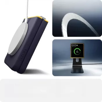 Apsauginis dėklas telefonui Spigen Nano Pop Mag, skirtas Samsung Galaxy Z Flip 7 — Mėlynos spalvos (Blueberry Navy), suderinamas su MagSafe