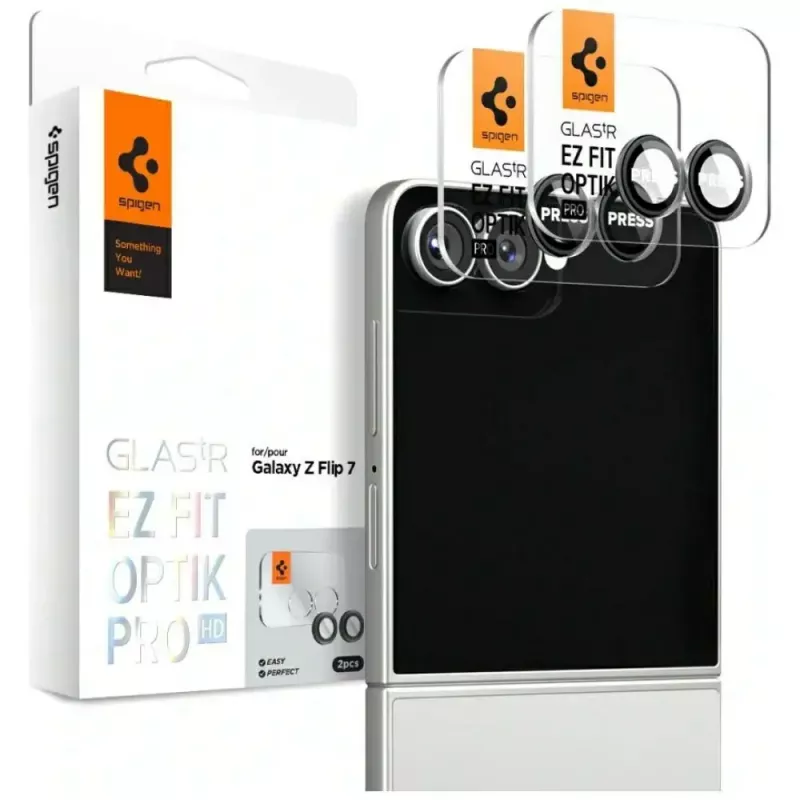 Apsauginis fotoaparato stiklelis Spigen, skirtas Galaxy Z Flip 7, HD stiklas, 2 vnt.