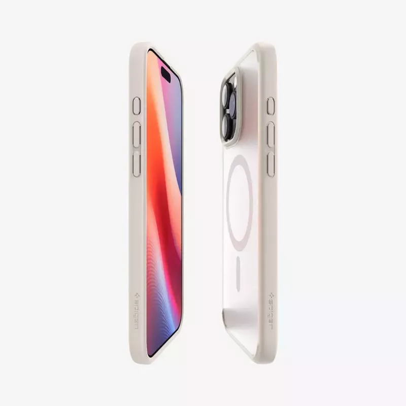Spigen Ultra Hybrid (MagFit) apsauginis dėklas iPhone 16 Pro Max, smėlio spalvos permatomas