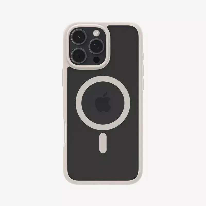 Spigen Ultra Hybrid (MagFit) apsauginis dėklas iPhone 16 Pro Max, smėlio spalvos permatomas