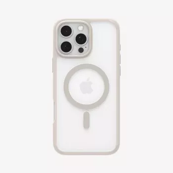 Spigen Ultra Hybrid (MagFit) apsauginis dėklas iPhone 16 Pro Max, smėlio spalvos permatomas