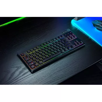 Razer BlackWidow V4 Low-Profile Tenkeyless HyperSpeed klaviatūra, gaming, USB / RF / Bluetooth, QWERTY US International, juoda