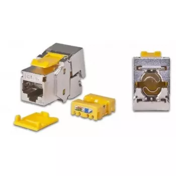 Keystone modulis Wirewin WKS JACK KAT6A STP EA 12 RJ-45 plokščias metalinis geltonas