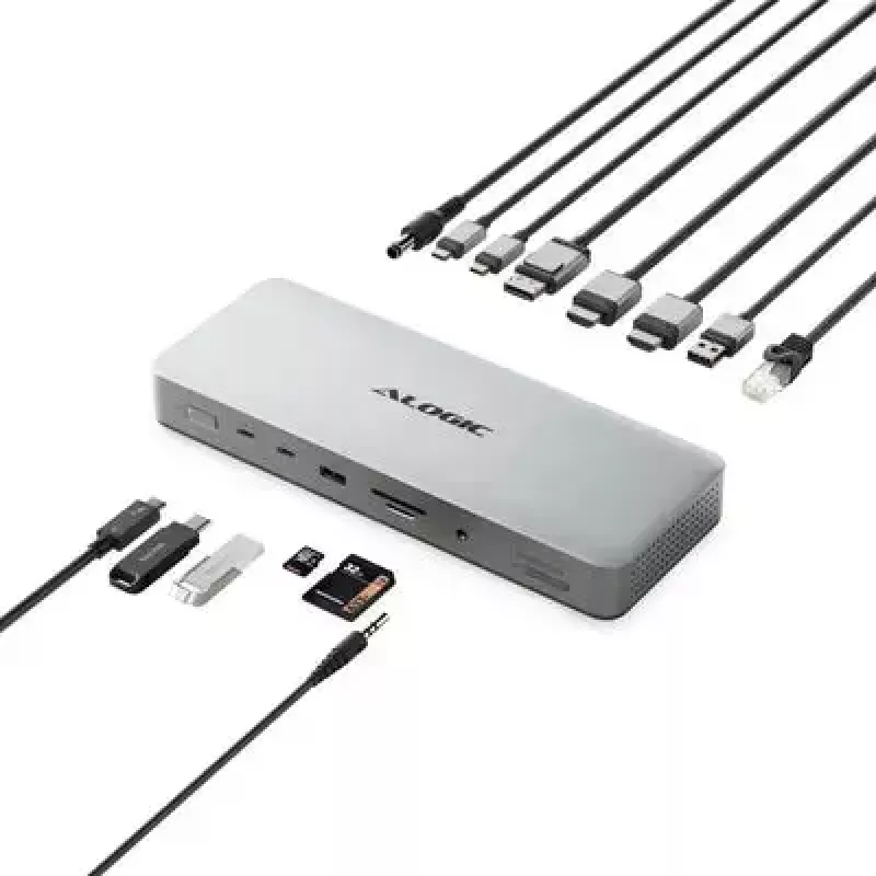 ALOGIC TB4DU4 – Thunderbolt dokų stotelė / prievadų replikatorius, 96W, SD/MicroSD skaitytuvas, 3.5mm, aliuminis/ABS