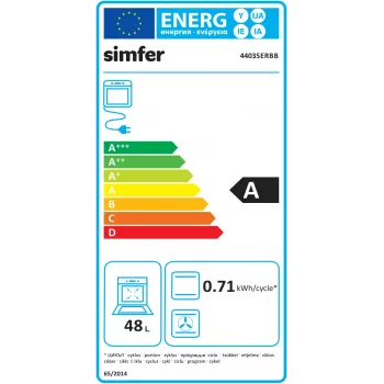 Simfer 4403SERBB dujinė kaitlentė su elektrine orkaite, balta, 50 cm