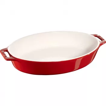 Staub ovalus keraminis padėklas - 2,3 l, raudonas