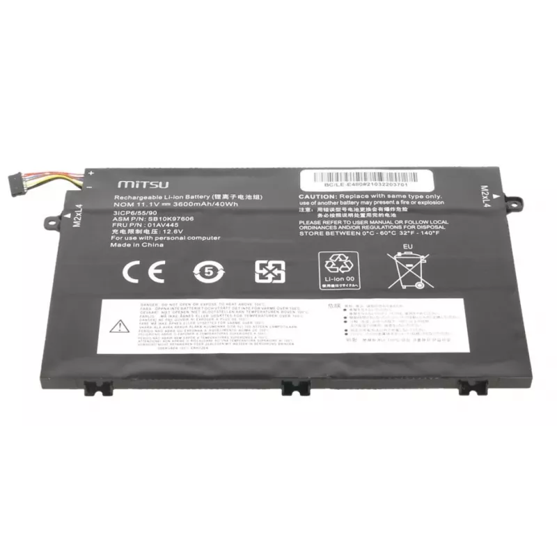 MITSU akumuliatorius, skirta Lenovo BC/LE-E480, 3600mAh (40Wh), 11,1V