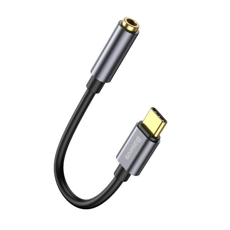Baseus L54 garso adapteris USB-C + 3,5 mm mini jack (juodai pilkas)