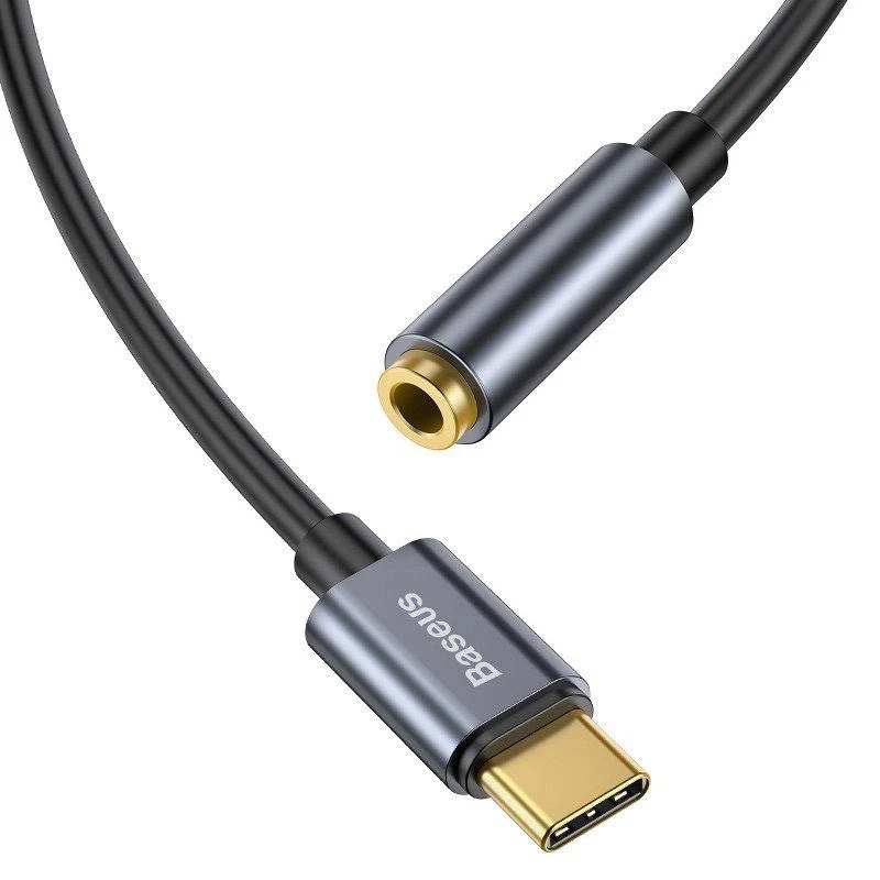 Baseus L54 garso adapteris USB-C + 3,5 mm mini jack (juodai pilkas)