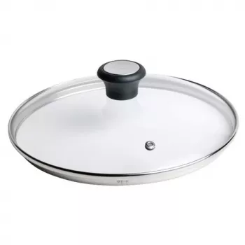 Tefal 28097612 keptuvės dangtis apvalus juodas, nerūdijantis plienas, permatomas