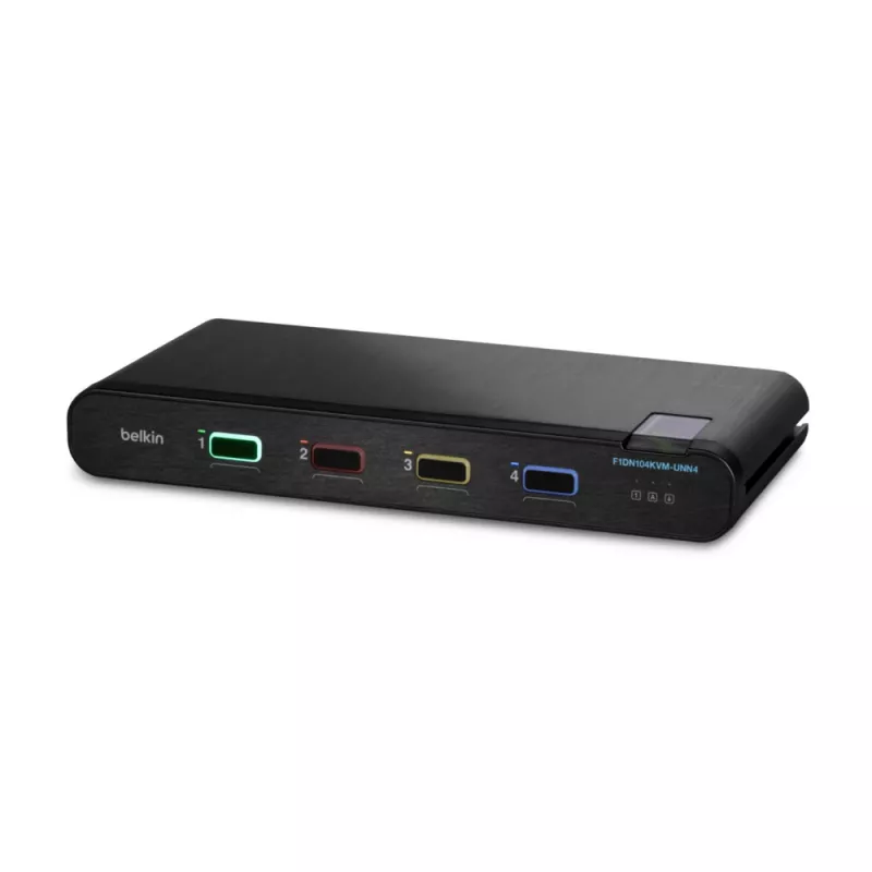 Belkin F1DN104KVM-UNN4 saugus KVM jungiklis, 4 prievadai, vienas monitorius, DP/HDMI, be CAC, PP4.0