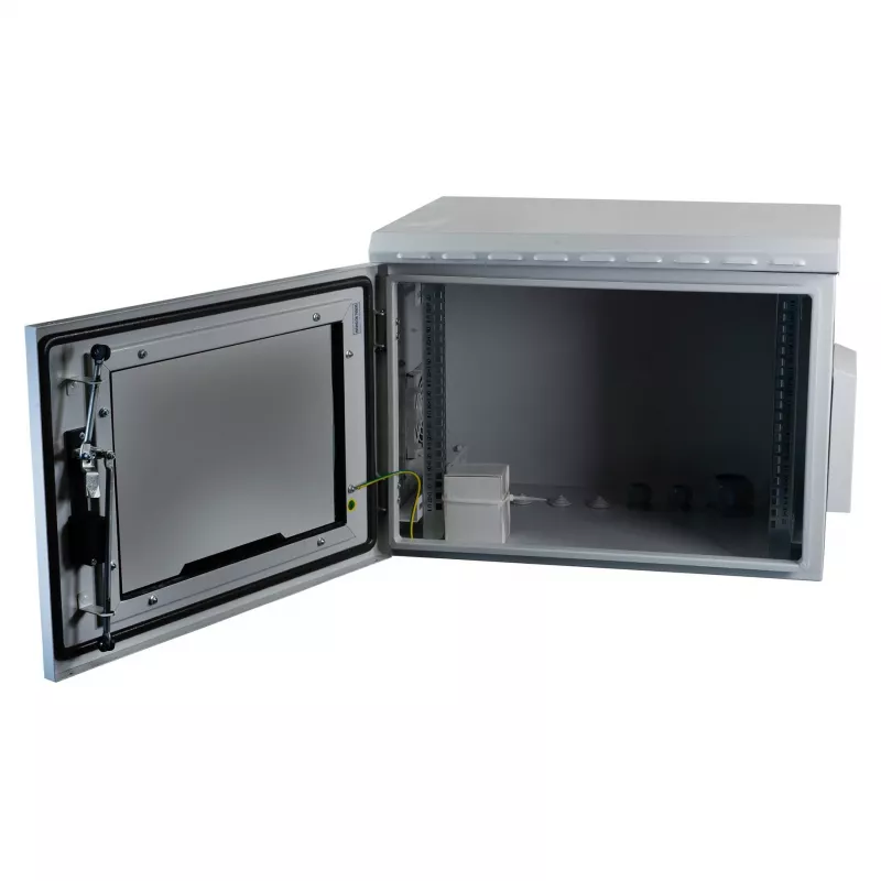 19 colių sieninis korpusas IP55 EFB Elektronik 7U stiklinės durys gylis 450 mm, plieninis suvirintas, IP55, apkrova 100 kg