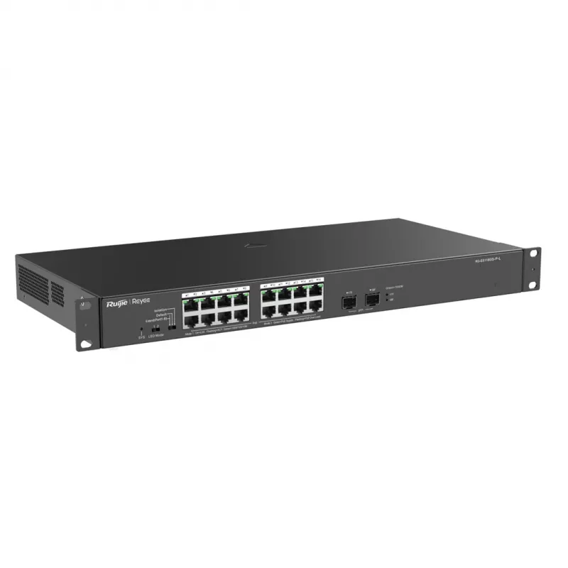 Reyee 16 prievadų 1000Mbps + 2 Gigabit SFP prievadai, 16 prievadų su PoE/PoE+ maitinimu - tinklo jungiklis - 1 Gbps
