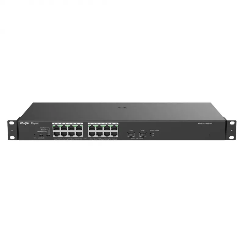 Reyee 16 prievadų 1000Mbps + 2 Gigabit SFP prievadai, 16 prievadų su PoE/PoE+ maitinimu - tinklo jungiklis - 1 Gbps