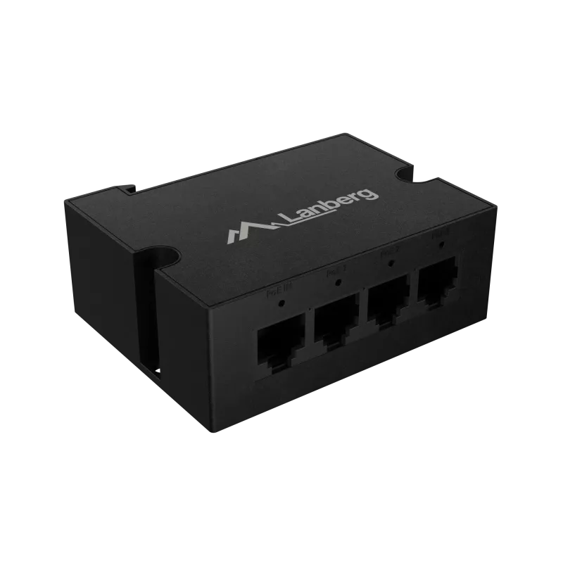 Switch Lanberg DIN-FE4-AT-30W 1xIN 3xOUT 100 MB/s POE stiprintuvas Fast Ethernet DIN bėgelis AT 30W