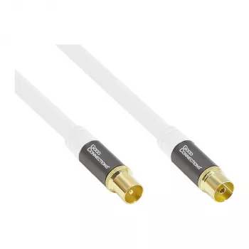 Anteninis kabelis SmartFLEX, IEC/Koax kištukas ir lizdas, auksuotas, keturgubai ekranuotas, ekranavimo efektyvumas 120 dB, baltas, 1,5 m, Good Connections® (GC-M2042)