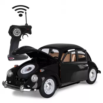 Radijo bangomis valdomas automobilis Jamara VW Beetle RC Diecast 1:18 juodas 27 MHz