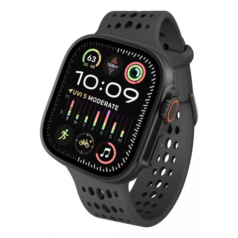 Decoded Silicone Ares O Dirželis – Silikoninis dirželis Apple Watch 44/46/49 mm (juodas)