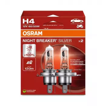 OSRAM NIGHT BREAKER SILVER H4 12 V 60/55 W, 2 vnt.