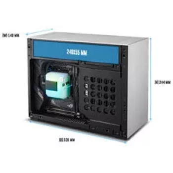 Lian Li x DAN Cases A4-H2O korpusas, Mini-ITX, PCIe 5.0 keliamoji kortelė - sidabrinis