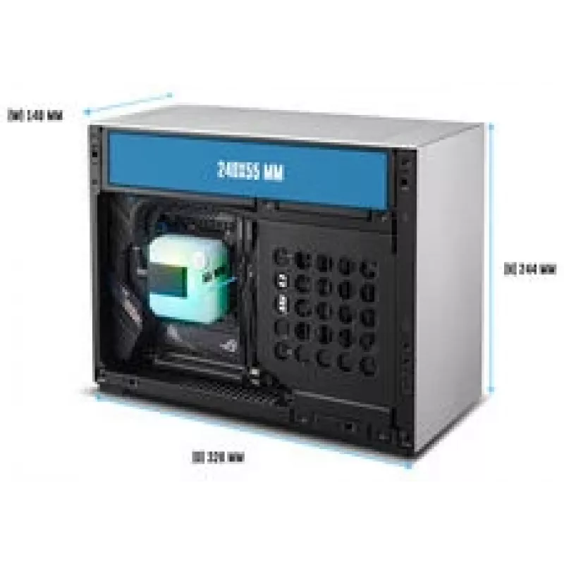 Lian Li x DAN Cases A4-H2O korpusas, Mini-ITX, PCIe 5.0 keliamoji kortelė - sidabrinis