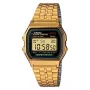Casio A159WGEA-1DF Vintage Unisex-Digitaluhr mit Edelstahlband, gold/schwarz (A159WGEA-1DF)