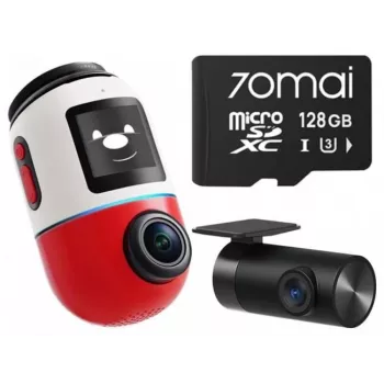 Vaizdo registratorius 70mai X800 Omni 4K/GPS/WiFi Dual Raudonas + SD kortelė 70mai 128GB