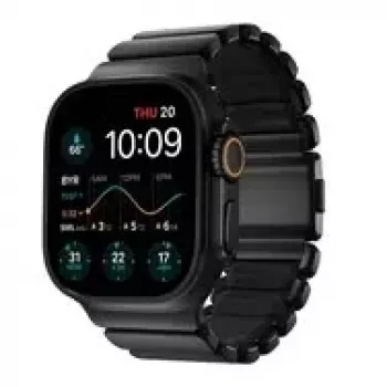 NOMAD Stratos Band – titano apyrankė, skirta Apple Watch 49 mm, su FKM (juodas titanas, juodas FKM)