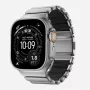NOMAD Stratos Band – titano apyrankė, skirta Apple Watch 49 mm, su FKM įdėklu (natūralus titanas, juodas FKM)