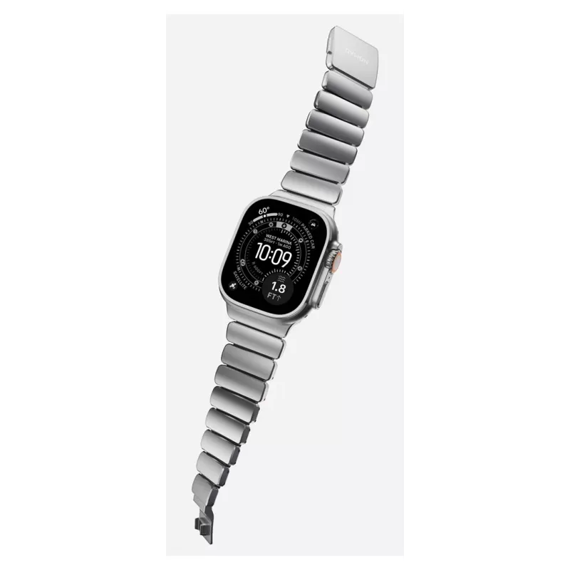 NOMAD Stratos Band – titano apyrankė, skirta Apple Watch 49 mm, su FKM įdėklu (natūralus titanas, juodas FKM)