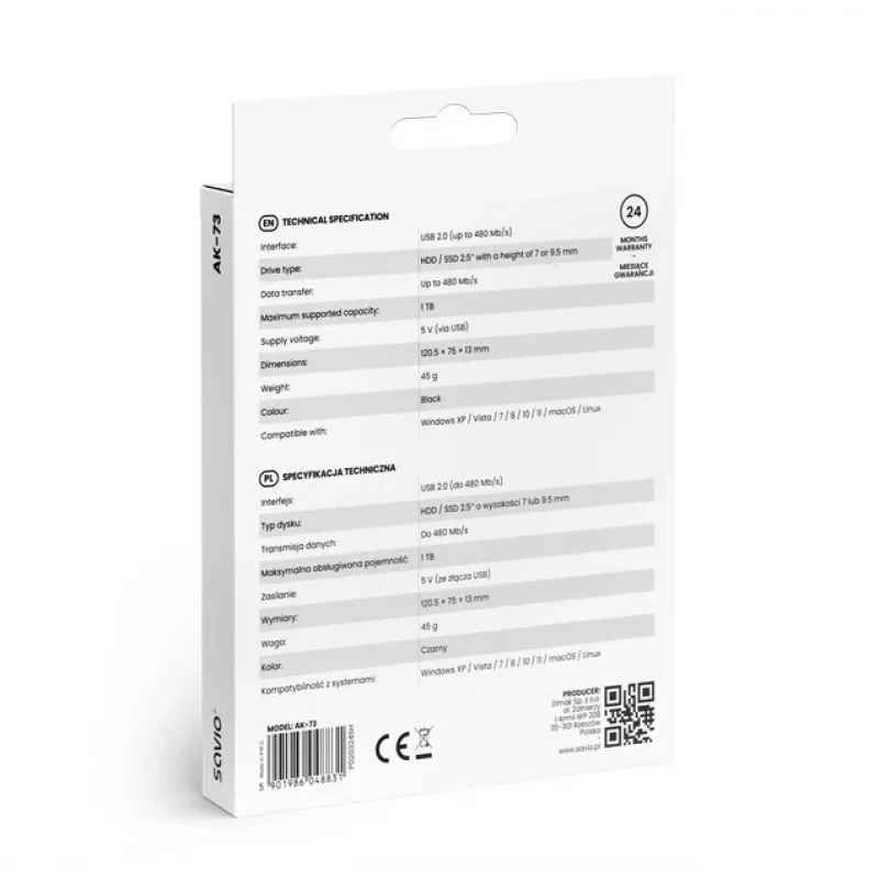 Išorinis HDD/SDD dėklas AK-73 SAVIO