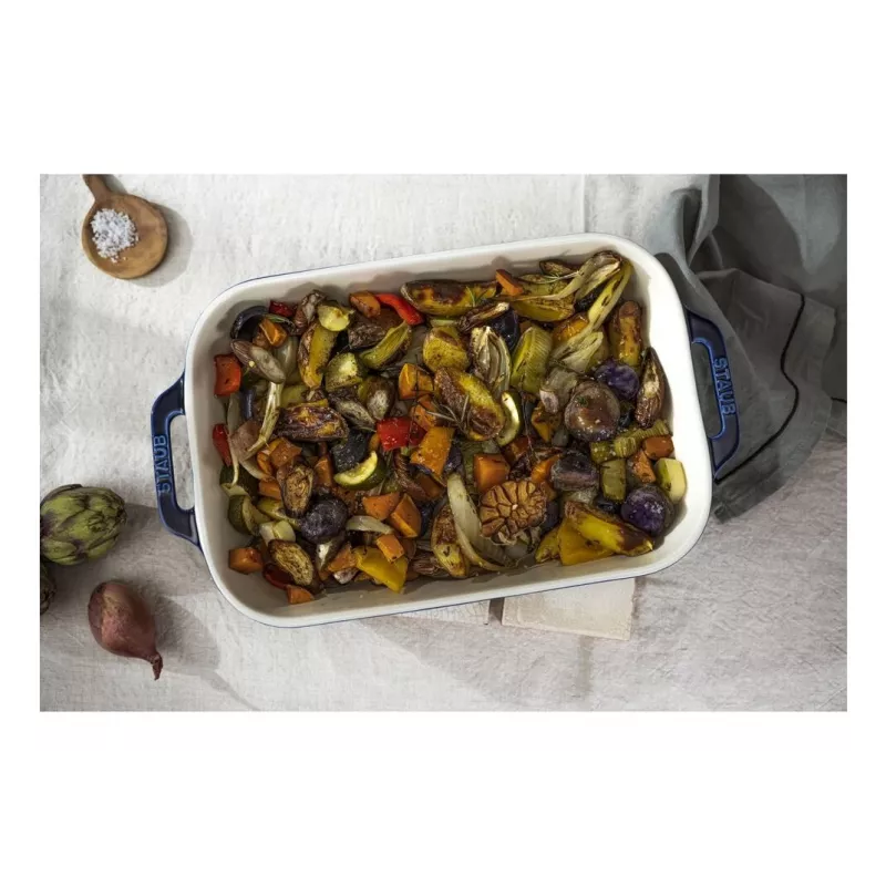 Staub Stačiakampis keraminis indas, tamsiai mėlynas, 34x24x7.6 cm