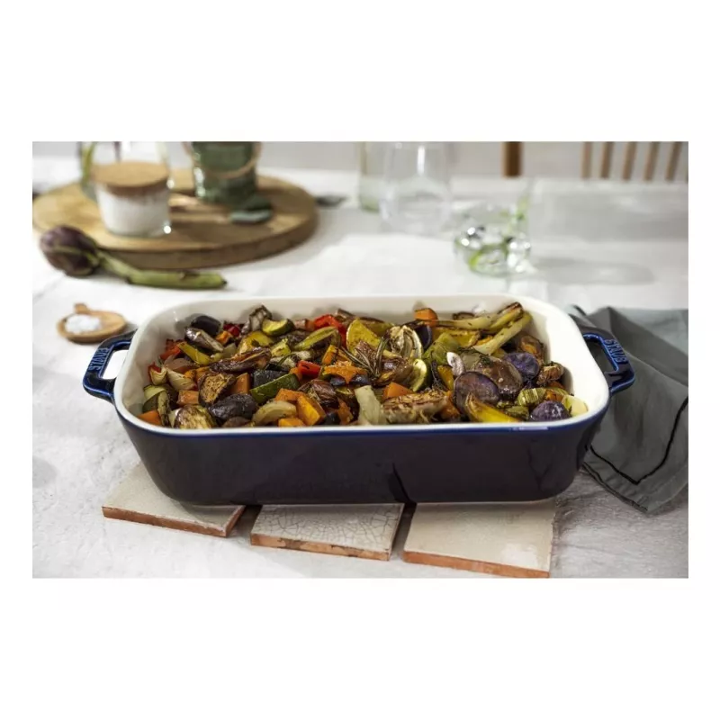 Staub Stačiakampis keraminis indas, tamsiai mėlynas, 34x24x7.6 cm
