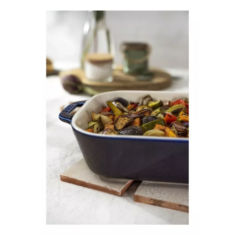 Staub Stačiakampis keraminis indas, tamsiai mėlynas, 34x24x7.6 cm